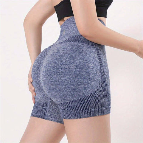 1pc High Waist Yoga Shorts for Women - Breathable & Supportive Nylon Blend, Quick-Dry Athletic Shorts for Running & Fitness