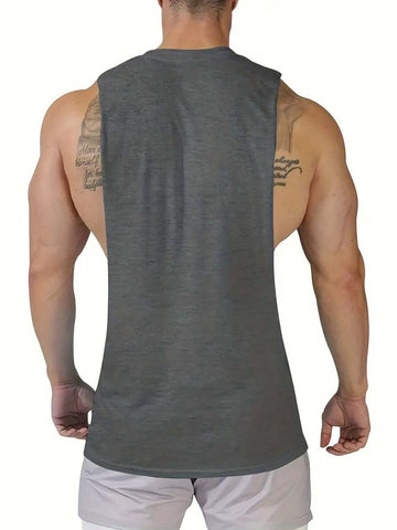 Men's Sport Tank Tops Summer Muscle Fit Knit Polyester Spandex Sleeveless Crew Neck Athletic Shirts Quick-Dry Breathable Gym Training Vest Print B01#139