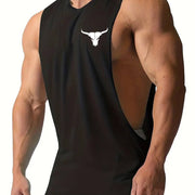 Men's Sport Tank Tops Summer Muscle Fit Knit Polyester Spandex Sleeveless Crew Neck Athletic Shirts Quick-Dry Breathable Gym Training Vest Print B01#139