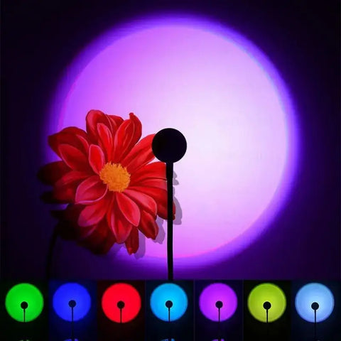 Kerokuru USB Sunset Light Lamp Self Photography Light LED Rainbow Neon Night Light Projector Photography Wall Atmosphere Light