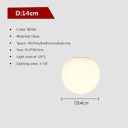 LED ceiling light Glass White Ball ceiling lamp Minimalist bathroom Balcony Bedroom Entrance Light fixture Indoor lighting