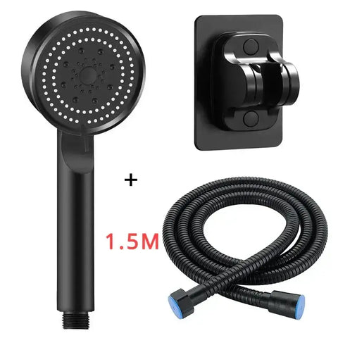 5 Modes Adjustable Rain Drenching Mode Black Bath Shower Head Head Water Saving High Pressure Showerhead Bathroom Accessories