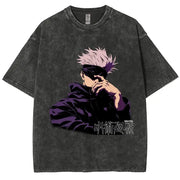 Anime Jujutsu Kaisen Gojo Satoru T Shirts Washed Men Women Cotton Harajuku T-Shirts Ryomen Sukuna Retro for Men Women Tops Tees