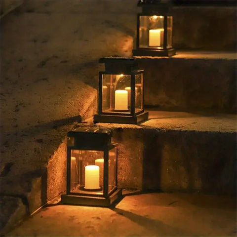 1 PC Garden Decor Outdoor Solar Lights Retro Palace Lantern Lights Hanging Candle Lamps Landscape Lighting Floor Lights