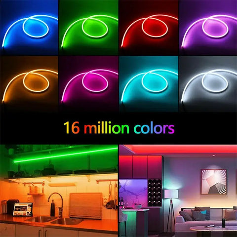 🌈 Luces LED de neón con USB: tira RGB flexible que cambia de color para juegos y decoración del hogar