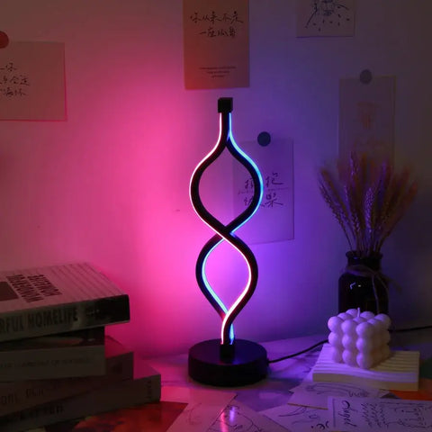 1PC Creative Twist Shape Purple USB Desk Lamp Decoration