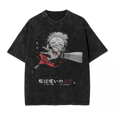 Anime Jujutsu Kaisen Gojo Satoru T Shirts Washed Men Women Cotton Harajuku T-Shirts Ryomen Sukuna Retro for Men Women Tops Tees