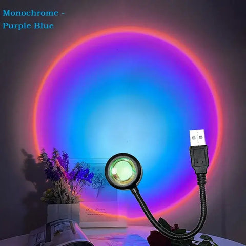 Kerokuru USB Sunset Light Lamp Self Photography Light LED Rainbow Neon Night Light Projector Photography Wall Atmosphere Light