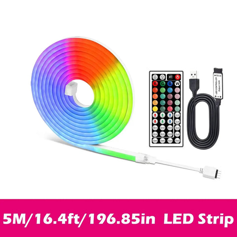 USB LED Neon Rope Lights, RGB Led Strip Lights with Remote Control Color Changing Flexible Led Light Strip Gaming 5V Neon Lights