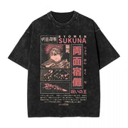 Anime Jujutsu Kaisen Gojo Satoru T Shirts Washed Men Women Cotton Harajuku T-Shirts Ryomen Sukuna Retro for Men Women Tops Tees