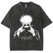 Anime Jujutsu Kaisen Gojo Satoru T Shirts Washed Men Women Cotton Harajuku T-Shirts Ryomen Sukuna Retro for Men Women Tops Tees