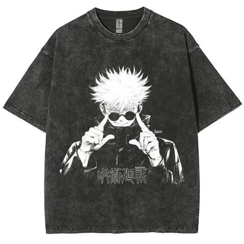 Anime Jujutsu Kaisen Gojo Satoru T Shirts Washed Men Women Cotton Harajuku T-Shirts Ryomen Sukuna Retro for Men Women Tops Tees