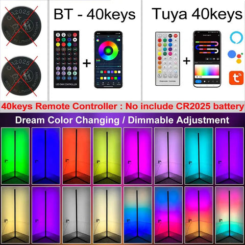 🌈 160cm Smart Tuya RGB Corner Floor Lamp – Modern Mood Lighting for Home & Gaming