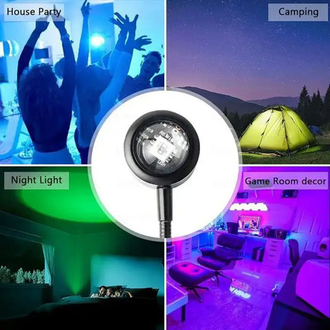 Kerokuru USB Sunset Light Lamp Self Photography Light LED Rainbow Neon Night Light Projector Photography Wall Atmosphere Light