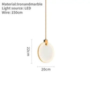 Led Marble Pendant Lights Bedroom Bedside Kitchen Hanging Lamp Stairs Stone Modern Round Decoration Ceiling Chandeliers Lustres