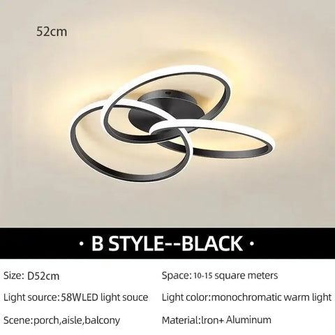 Modern LED Ceiling Light Acrylic Trefoil Dimmable Black White And Gold Indoor Lamp For Living Room Bedroom Dining Room Luminaire