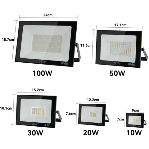 LED Flood Light Spotlight AC220V 100W 50W IP66 Waterproof LED Black Shell Garden Street Gate Wall Floodlights