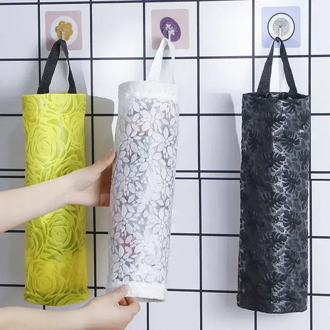 Wall Hanging Mesh Bag Garbage Bags Dispenser  Plastic Bags Finishing Storage Drawing Gadget  Portable Home Kitchen Organization