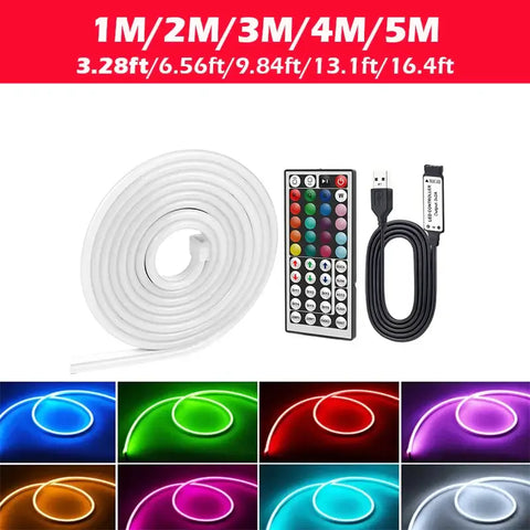 USB LED Neon Rope Lights, RGB Led Strip Lights with Remote Control Color Changing Flexible Led Light Strip Gaming 5V Neon Lights