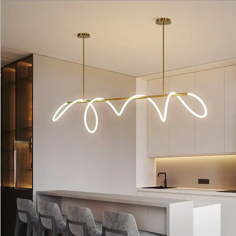 Modern Long Hose Led Ceiling Chandelier for Table Dining Room Kitchen Bar Pendant Lighting Suspension Design Lusters Luminaires