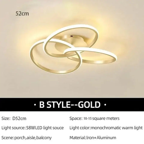 Modern LED Ceiling Light Acrylic Trefoil Dimmable Black White And Gold Indoor Lamp For Living Room Bedroom Dining Room Luminaire