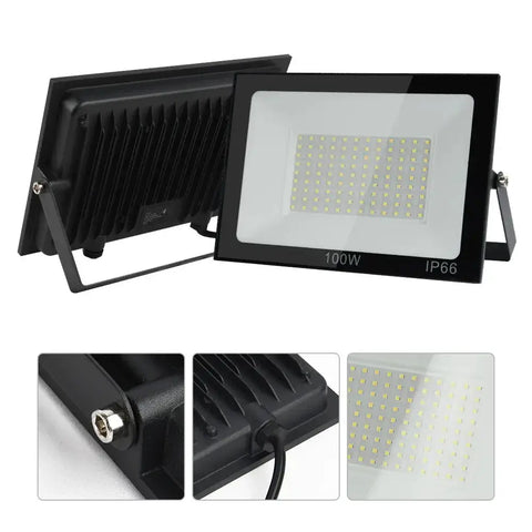 LED Flood Light Spotlight AC220V 100W 50W IP66 Waterproof LED Black Shell Garden Street Gate Wall Floodlights