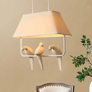 Simple 3 4 Heads Bird Cloth Chandelier Creative Pendant Lights Hanging Lamps Ceiling Light Study Dining Room Birdcage Home Decor