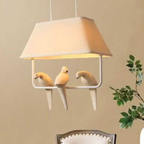 Simple 3 4 Heads Bird Cloth Chandelier Creative Pendant Lights Hanging Lamps Ceiling Light Study Dining Room Birdcage Home Decor