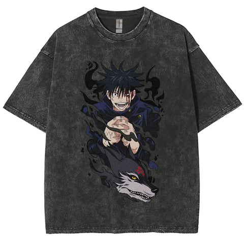 Anime Jujutsu Kaisen Gojo Satoru T Shirts Washed Men Women Cotton Harajuku T-Shirts Ryomen Sukuna Retro for Men Women Tops Tees