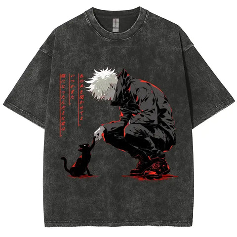 Anime Jujutsu Kaisen Gojo Satoru T Shirts Washed Men Women Cotton Harajuku T-Shirts Ryomen Sukuna Retro for Men Women Tops Tees