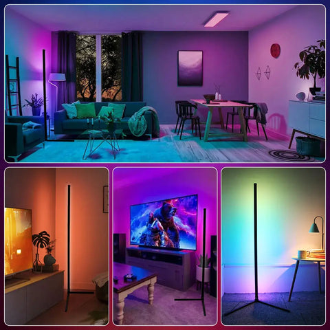 🌈 Lampadaire d'angle intelligent Tuya RGB de 160 cm - Éclairage d'ambiance moderne pour la maison et les jeux 