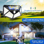 1/2/4/6Pcs 100 LED Wall Lights Outdoor Solar Lamp PIR Motion Sensor Solar Powered Sunlight Street Light for Garden Decoration