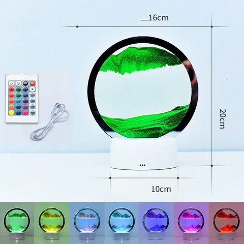 LED RGB Sandscape Lamp 3D Moving Sand Art Frame Night Light with 16 Colors Hourglass Light 3D Deep Sea Display with Remote