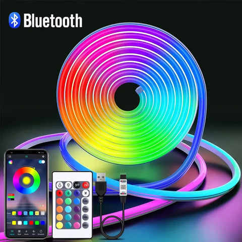 5V USB RGB Neon LED Strip – Bluetooth App & Remote Control for Vibrant Neon Decor