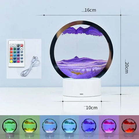 LED RGB Sandscape Lamp 3D Moving Sand Art Frame Night Light with 16 Colors Hourglass Light 3D Deep Sea Display with Remote